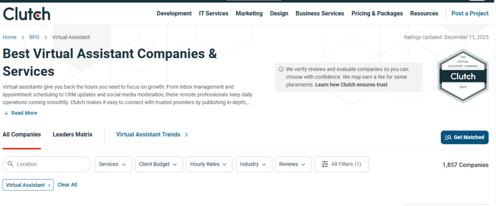 Clutch-Ranked Top Customer Service VAs (Composite Tier): Best Customer Service Virtual Assistant Services in USA