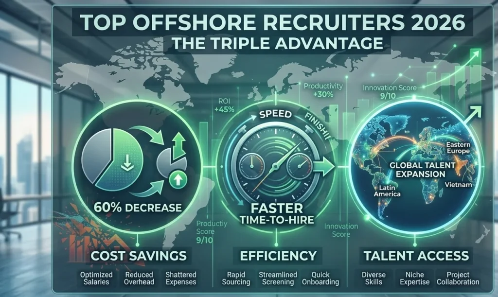 Trait badges: Sector expertise shield, AI tech gears, compliance lock, communication bridge, ranked pyramid for elite partner qualities.
